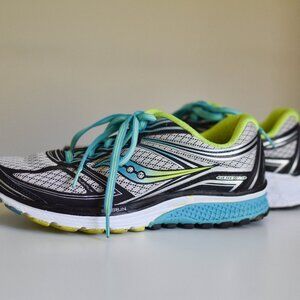 SAUCONY Womens Guide 9 S10295-1 Running Shoes Sneakers Size 7 Gray Blue Citron